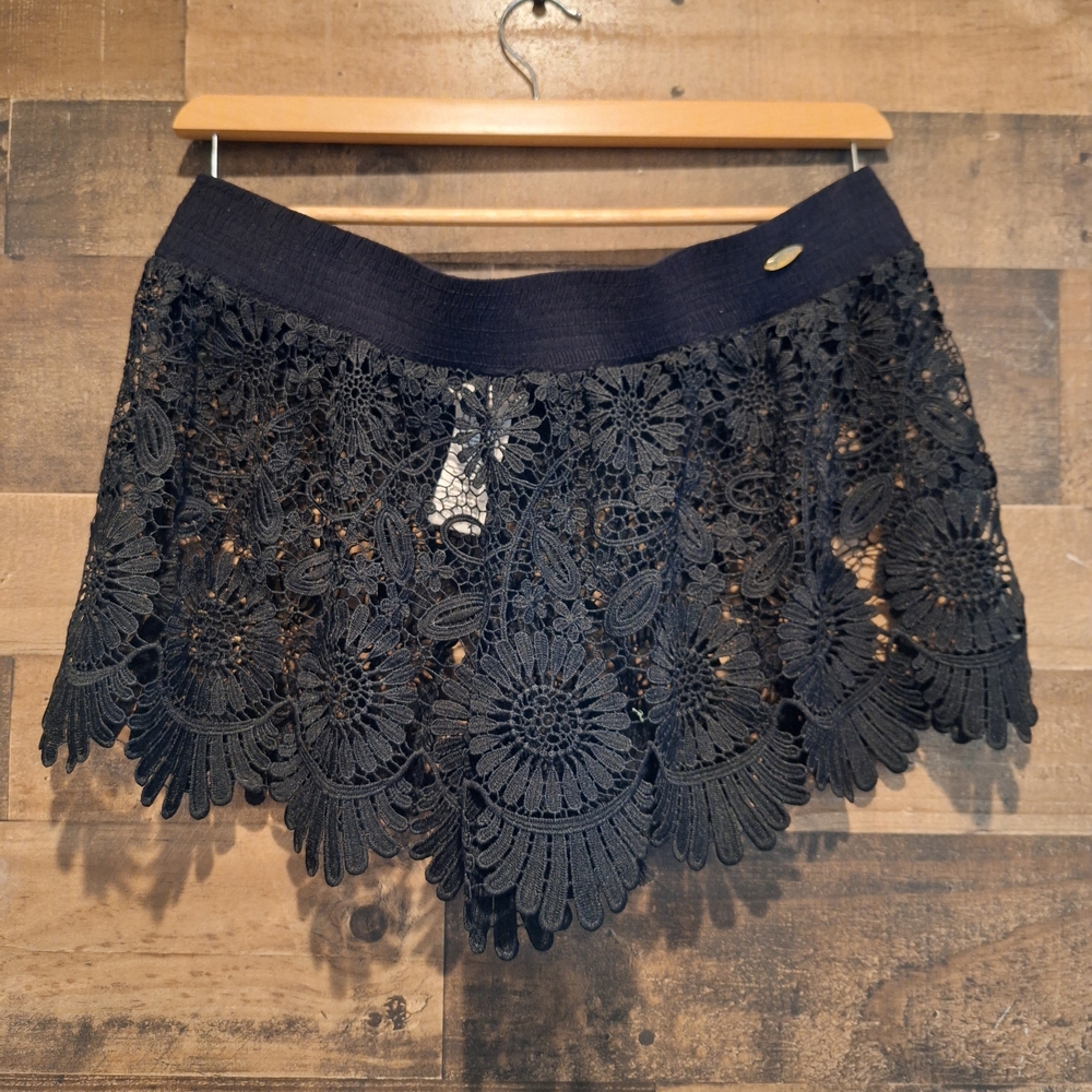 Jessica Simpson Black Crochet Swim Coverup